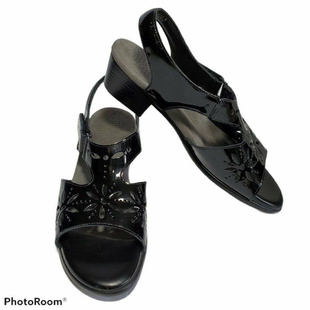 ‎SAS Sandals Womens Size 8N Sunburst Black Patent